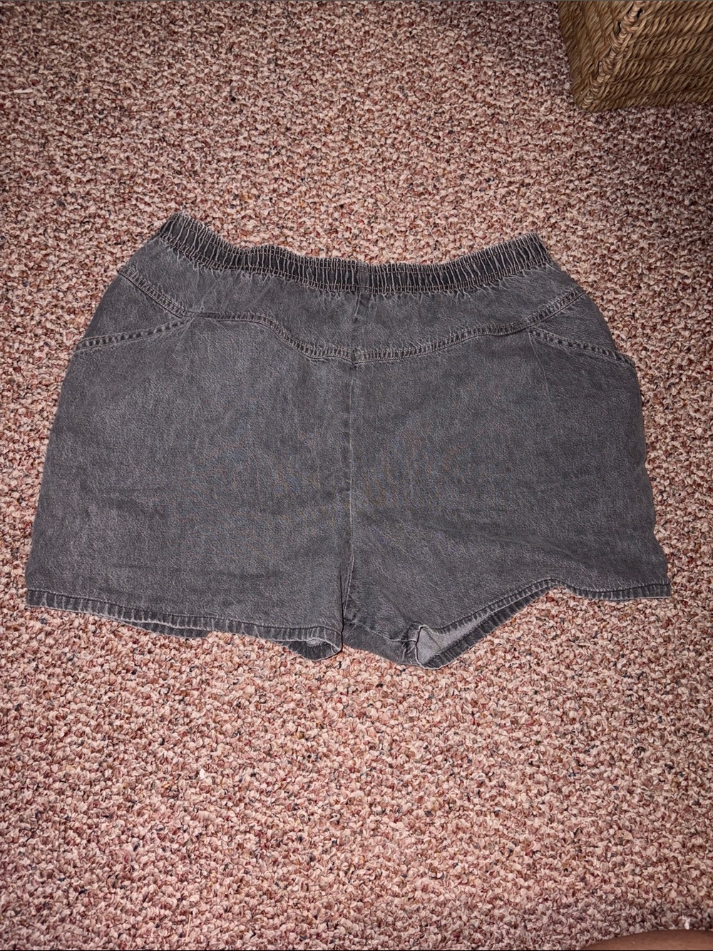 Women's Charcoal Elastic-Waist Jean Shorts - Casual Pull-On Style